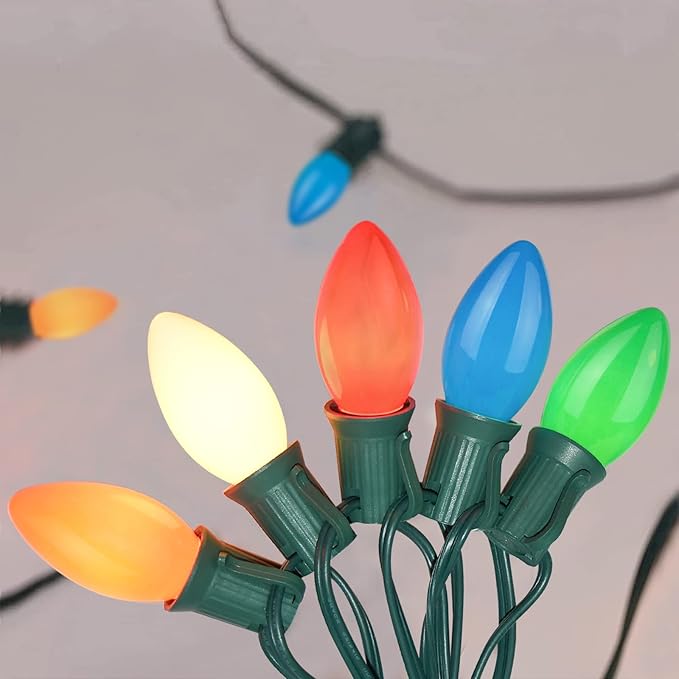 Abeja C9 Multicolor Christmas Light Outdoor, 25Ft Vintage Christmas String Lights with 26 Multicolored Bulbs | Lumora