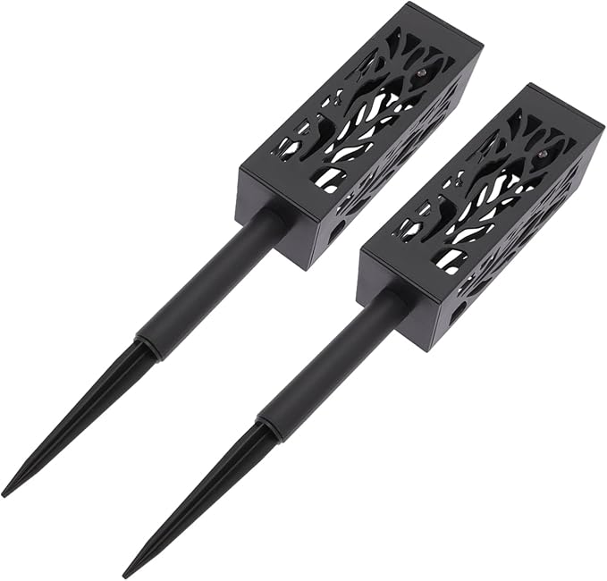 Garneck 2 Pcs Solar Lawn Lamps Hollow Out Ground Inserted LED Garden Decorative Lights Energy Saving Outdoor Solar Powered Pathway Lighting Durable Easy Installation