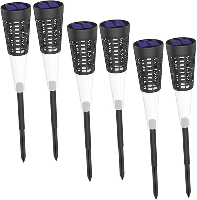 6pcs Solar Garden Pathway Lights Cone Hollow Lawn Stake Lamps Warm Colorful Light Outdoor Yard Decoration Energy-efficient Landscape Lighting for Patio and Courtyard