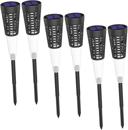 6pcs Solar Garden Pathway Lights Cone Hollow Lawn Stake Lamps Warm Colorful Light Outdoor Yard Decoration Energy-efficient Landscape Lighting for Patio and Courtyard