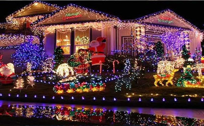 2 PACK Outdoor Garden Light - Waterproof Net Lights, 200 LED Battery Operated Tree String Light with 8 Modes, Mesh Curtain Lights for Garden Patio Yard Christmas Tree and Holiday Decor(Red/Green)