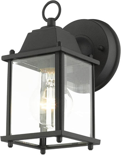Livex Lighting 7506-14 Frontenac Traditional 1-Light Outdoor Wall Lantern with Clear Beveled Glass Shades, 8" x 4.75" x 8", Black