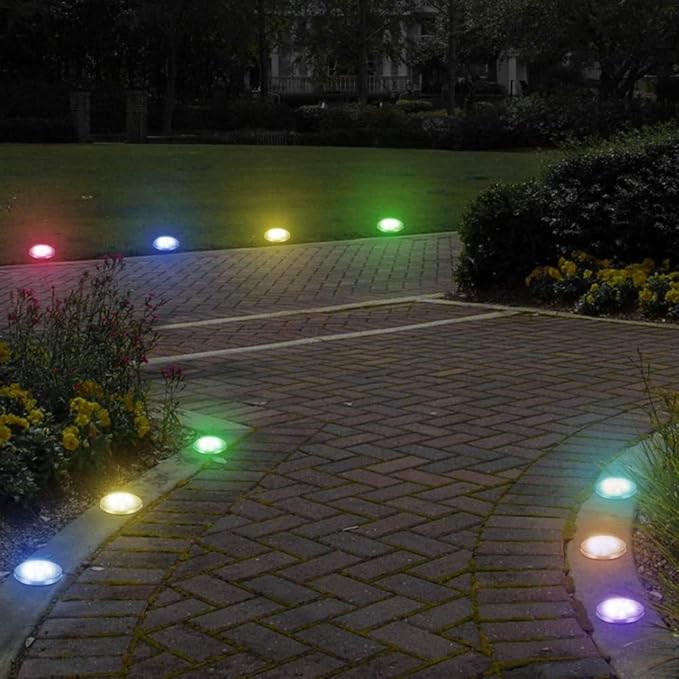 Lxcom Lighting 4 Pack Solar Path Lights Color Changing Solar Pathway Lights 7 Colors Solar Garden Lights Waterproof Outdoor Landscape Lights for Garden Lawn Yard Patio Walkway (Multicolor)