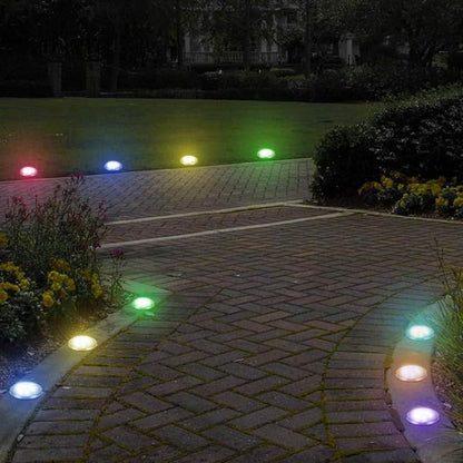 Lxcom Lighting 4 Pack Solar Path Lights Color Changing Solar Pathway Lights 7 Colors Solar Garden Lights Waterproof Outdoor Landscape Lights for Garden Lawn Yard Patio Walkway (Multicolor)