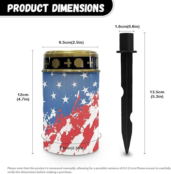 Outdoor Garden Solar Lights American Flag Waterproof Solar Powered Lights Multipurpose Memorial Cemetery Decorations