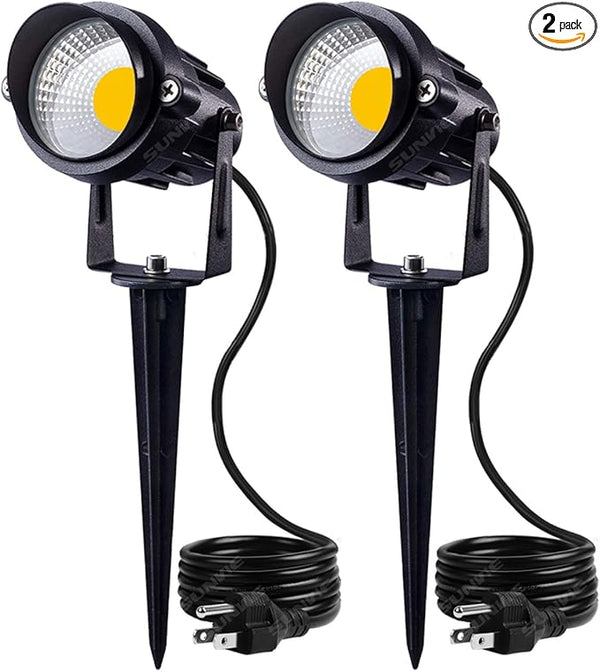 SUNVIE Outdoor Landscape LED Lighting 12W Waterproof Garden Lights COB Led Spotlights with Spiked Stand for Lawn | Lumora