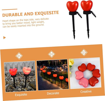 Milisten 2pcs Valentine Day Special Heart Shape Solar Pathway Lights Outdoor Solar Lights for Landscape
