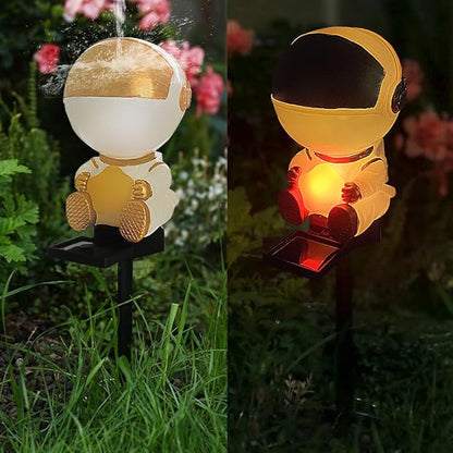 Solar Astronaut Stake Light Outdoor Changing Color Illuminating Decorative Solar Ground Stake Light for Patio Walkway Pathway Backyard Landscape Decoration (Gold)