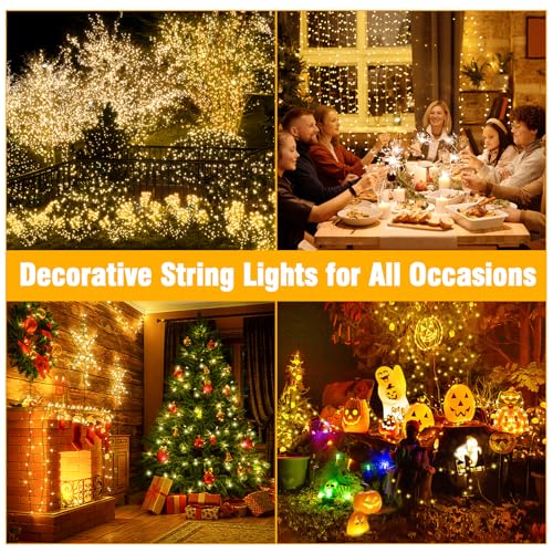 Nisocy LED Christmas Connectable String Lights Outdoor Waterproof – Warm White Fairy Lights with Plug, Tree Lights for Patio, Garden, Bedroom, Wedding, Party, Decor (66FT)