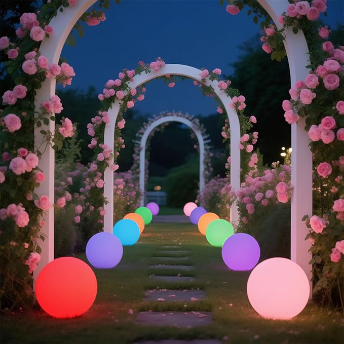 10-in Solar Orb Light, Waterproof Solar Globe Light Outdoor Dimmable RGB Color Changing Solar Garden Ball Light for | Lumora