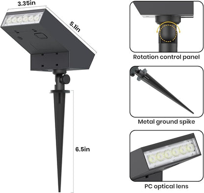 Solar Landscape Lights Outdoor, 3000K Dimmable Solar Pathway Lights, 500LM Solars Spot Light IP65 Waterproof for Walkway Lawn Yard, 2pcs