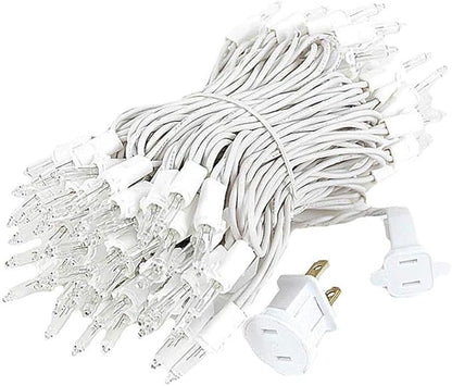 Novelty Lights 24-Pack, 34 Feet 100 Clear Incandescent Christmas Tree Lights, White String Light Indoor/Outdoor, Vintage Mini Bulbs, UL Listed