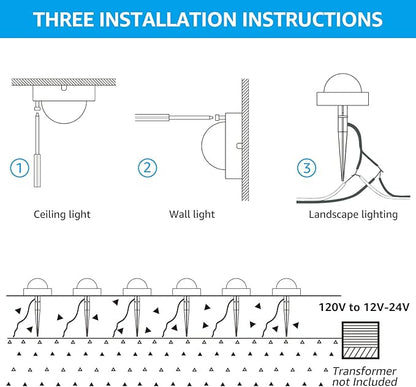 LEONLITE 12-Pack LED Pathway Lights Low Voltage, 12V-24V LED Well Lights Landscape, UL Listed, IP65 Waterproof, Aluminum, 4000K Cool White, Cast-Aluminum
