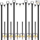 10Ft String Light Poles 6 Pack,Light Poles for Outside Lights,Outdoor with Fence Brackets Hanging Lights,Metal | Lumora