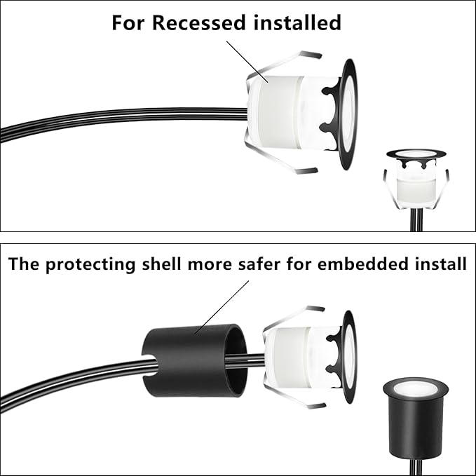 RNEHON LED Outdoor Deck Lights with Protecting Shell, Φ1.18in RGB 10 Pack, IP67 Waterproof Recessed Stair Step | Lumora