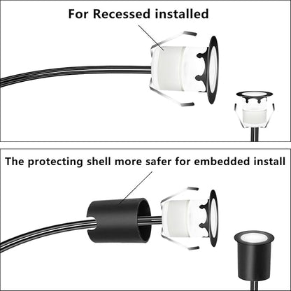 RNEHON LED Outdoor Deck Lights with Protecting Shell, Φ1.18in RGB 10 Pack, IP67 Waterproof Recessed Stair Step Landscape Lighting 12V Low Voltage for Yard Patio Floor Kitchen Decoration