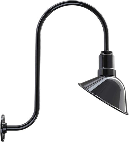 Steel Lighting Co. Venice Store Sign Light | for Outdoor Restaurant Accent Wall | 9 inch Dome | Upslope Gooseneck | Made in America | Black Exterior/White Interior