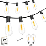 100 FT Commercial Grade Outdoor String Lights with 52 Shatterproof Waterproof LED Edison Bulbs Hanging Lights for | Lumora