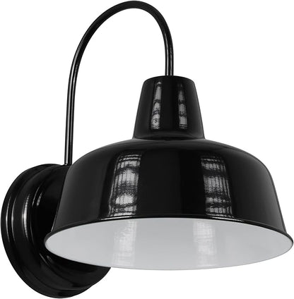 Design House Mason Farmhouse Gooseneck Barn Light, Outdoor Exterior Porch or Patio Wall Light Fixture, Satin Black, 10 Inch Diameter, 1-Pack, 588830-SB