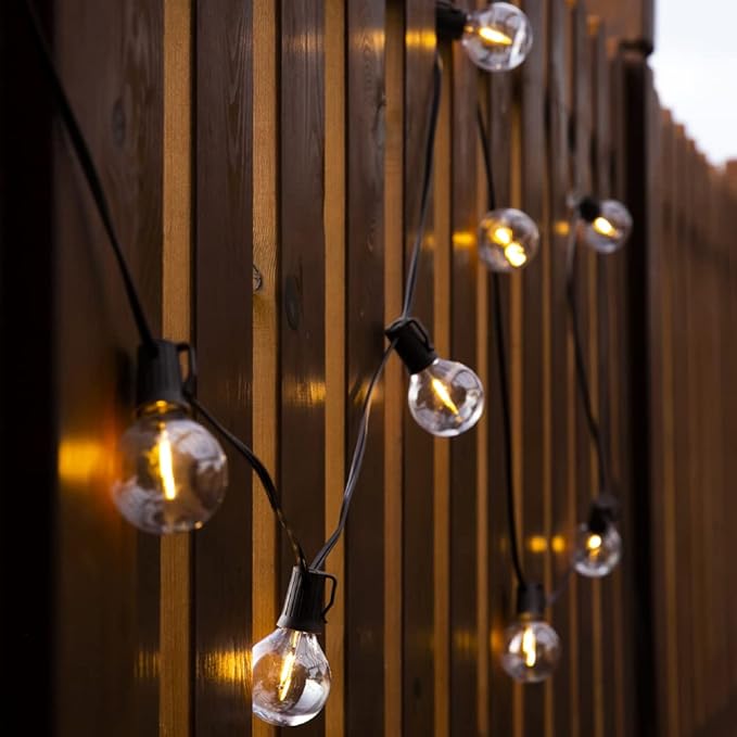 Solar Outdoor String Lights, 15FT G50 Patio Lights String Waterproof with 10 Warm White LED Shatterproof Bulbs, Perfect for Garden, Backyard, Pergola, Party, Cafe, Camping Decoration (15FT)