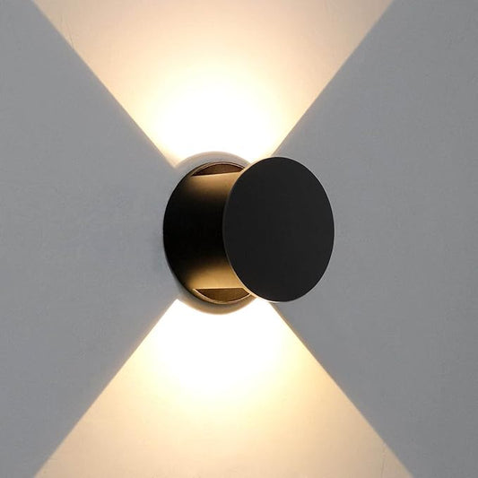 Kawell 8W Modern LED Wall Sconce Light Up Down Waterproof Outdoor Wall Lamp Indoor Hardwired for Bedroom Bathroom Hallway Stairs Porch, Black 3000K