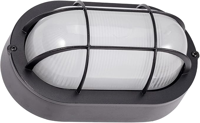 GRUENLICH LED Bulkhead Light, Flush Mount for Wall or Ceiling, 6W, 600 Lumen, Dimmable 5000K Daylight White, Aluminum Housing, Outdoor Rated, Black Finish, 2-Pack