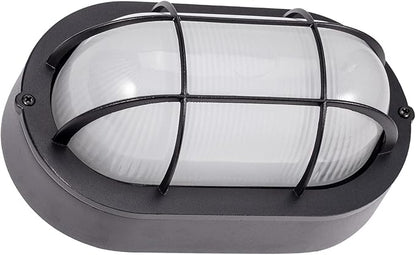 GRUENLICH LED Bulkhead Light, Flush Mount for Wall or Ceiling, 6W, 600 Lumen, Dimmable 5000K Daylight White, Aluminum Housing, Outdoor Rated, Black Finish, 2-Pack