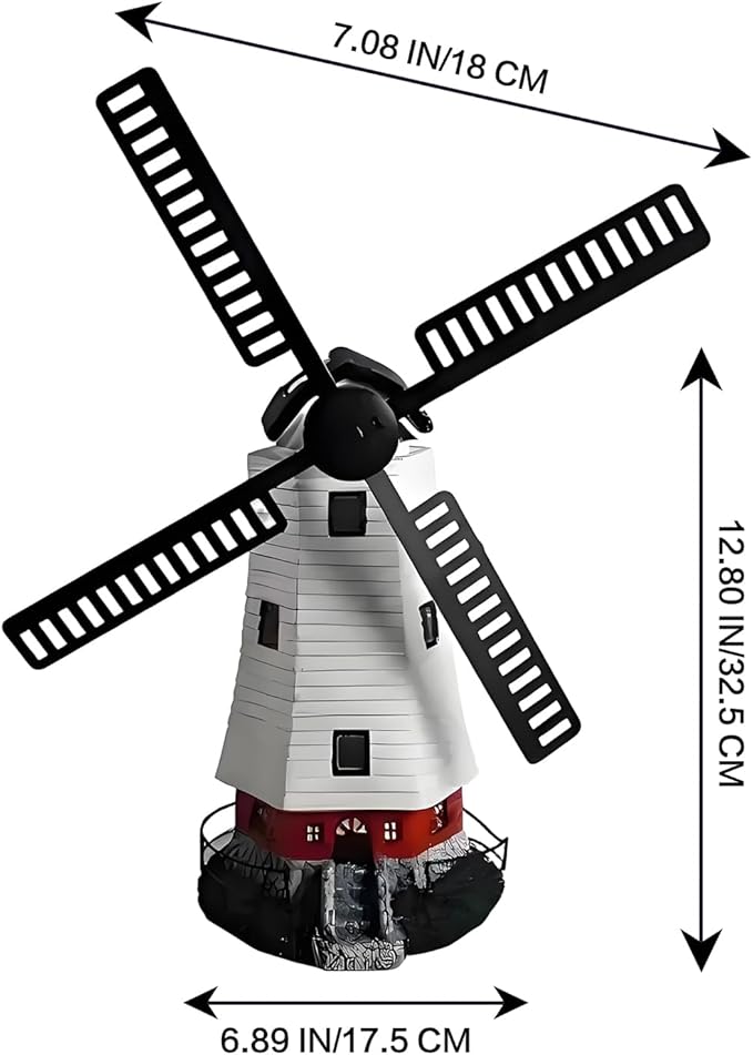 Solar Windmill Light Outdoor, Waterproof Garden Decoration with Auto Dusk to Dawn Sensor, Solar Powered Lantern for Yard, Patio, Park, Villa, and Residential Areas (White)