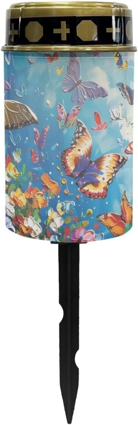 Butterfly Flower Solar Garden Lights Solar Garden Light Stakes Flameless Memorials for Loved Ones Cemetery LED Lights Decorations Driveway Markers for Outdoor Patio Yard Paths