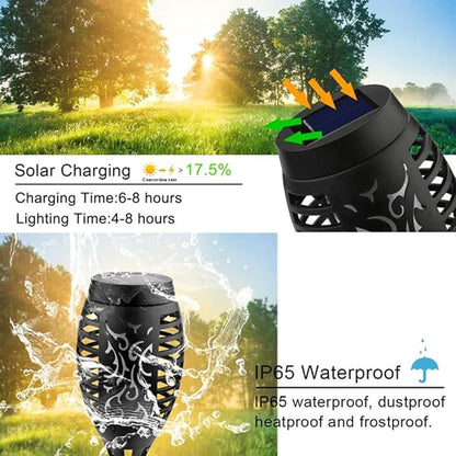 Solar Flame Torch Light, 2 Pack Outdoor Stake Decorative Lighting Yard Pathway, 12LED Portable Energy Saving Outdoor Light