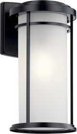 Kichler Toman 1 Light Outdoor Wall Mount in a Deep Black Finish with Clear Seeded Glass Shade for Entry Doors and | Lumora