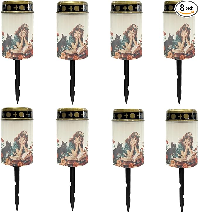 Beautiful Girls Solar Garden Lights Outdoor Flameless Floral Pathway Lights LED Solar Lantern Landscape Decorative Lighting for Yard Patio Solar Stake Lights Spotlight Warm White Lantern