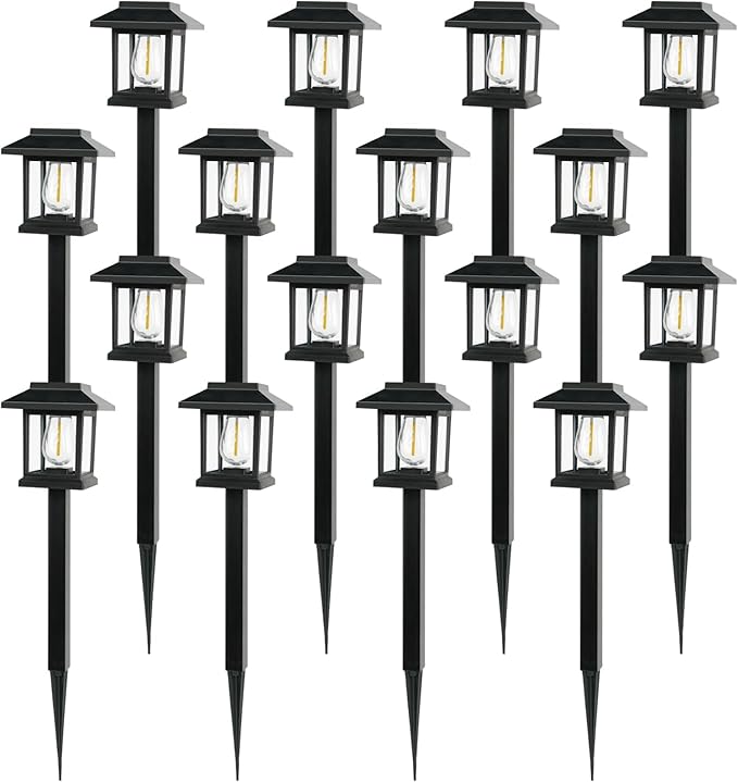 16-Pack Solar Lights Outdoor (Extra-Bright & Auto On/Off), Solar Powered Garden Lights, Outdoor Waterproof Solar | Lumora