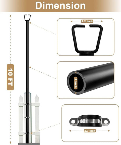 Queension 10FT Deck String Light Poles for Outdoor String Lights for Garden, Backyard, Patio Lighting Stand for Parties, Bistro & Weddings, 2 Pack