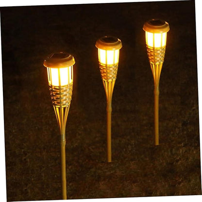 Gatuida 2Pcs Solar Torch Lights Warm Light Outdoor Garden Pathway Lighting Automatic Off Durable Solar Lawn Lamps for Courtyards and Parks Height