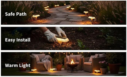 Outdoor Solar Pathway Lights, 2 Pcs, 3000K Warm White Led Ground Lights, 10-12H Runtime, 1200Mah Battery, Yard, Garden, Ip65 Weatherproof, Ce Certified