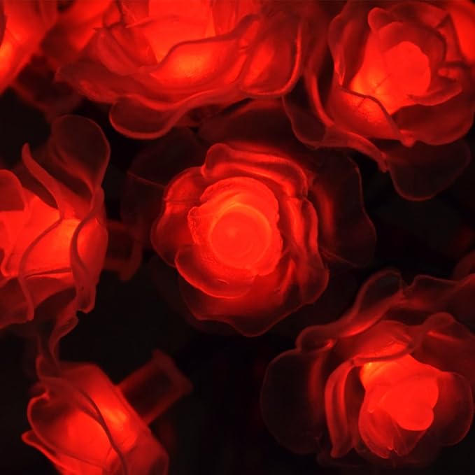 Hann® 30 LEDs Solar String Landscape Lights 20FT Romantic Rose Solar LED Patio String Waterproof Christmas Lights Outdoor Solar Powered Lamp for Garden Yard Home Christmas Tree (30 LED Rose Red)