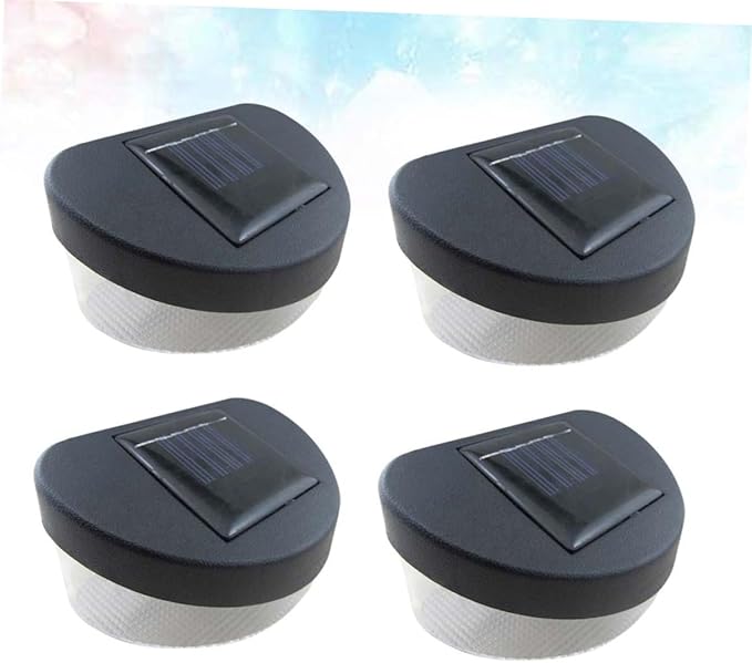 4pcs Solar Fence Lights Led Outdoor Garden Wall Lamps Black Shell White Light Easy to Install for Pathways Porches and Gardens