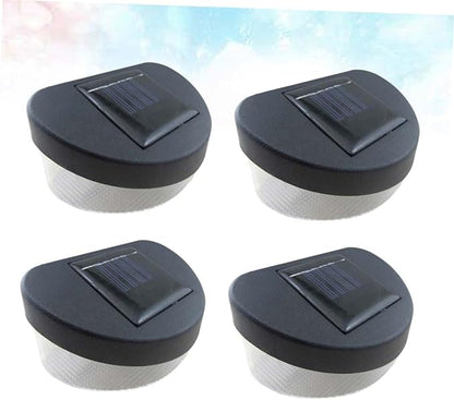 4pcs Solar Fence Lights Led Outdoor Garden Wall Lamps Black Shell White Light Easy to Install for Pathways Porches and Gardens