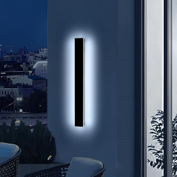 Mikeru 31.4" Outdoor Wall Sconce 6000K Cool White - IP65 Waterproof Black Exterior Light, Hardwired Wall Mounted | Lumora
