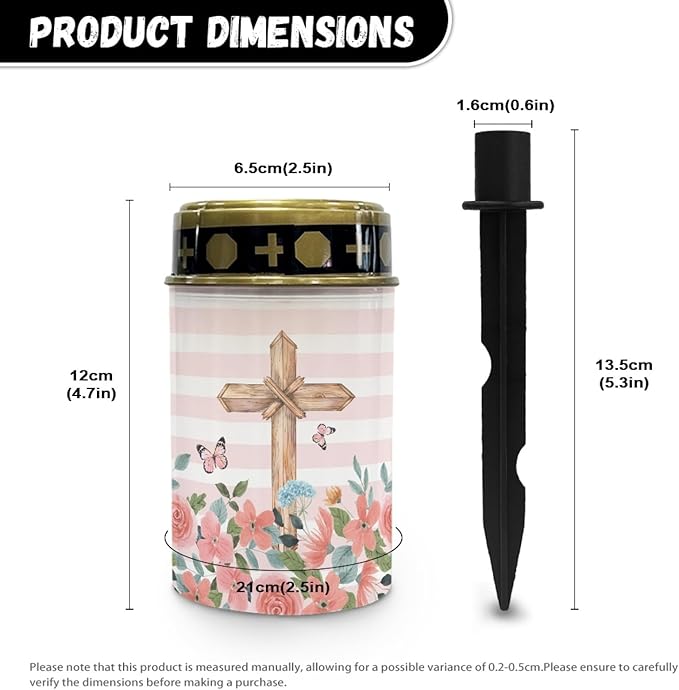 Cross and Pink Floral Cemetery Lights for Grave,Solar Lights Outdoor Waterproof Lights Garden Lights Solar Powered Pathway Lights Backyard Lights Solar String Lights Wall Light Auto On & Off