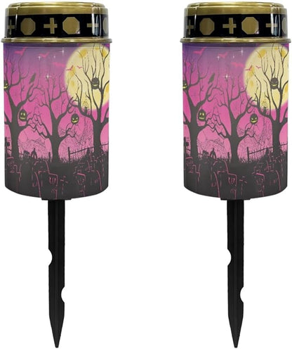 Halloween Outdoor Solar Lights Waterproof Cemetary Solar Light 2 Pcs Solar Lights for Cemetery Gravesite Memorial Solar Lights for Graves