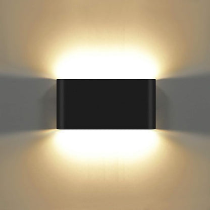 Kawell 12W Waterproof Modern Wall Sconce LED Wall Light Up Down Aluminum Wall Lamp LED Indoor Outdoor for Bathroom Living Room Bedroom Hallway Lounge Porch Corridor, Black 3000K