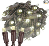 Novelty Lights 24-Pack, 25 Feet 50 Light Brown Wire LED Christmas Lights Outdoor, Commercial Grade, Yellow, 5mm | Lumora