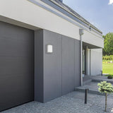 Hamilton Hills 8 Inch Silver Squared Flush Mount Outdoor Light Fixture | Modern Front Door Exterior Light 3000K | Lumora