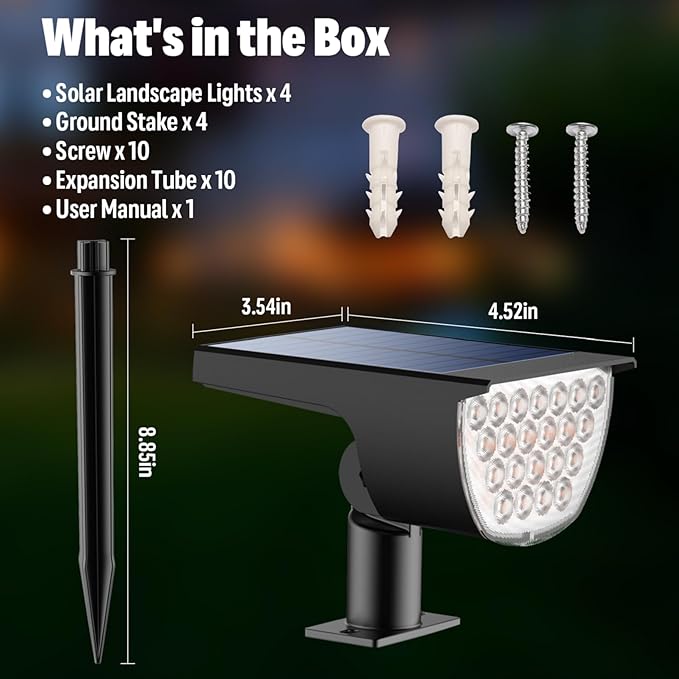 Solar Lights Outdoor Waterproof IP65, Solar Powered 76 LED 3 Lighting Modes Solar Spot Lights Outdoor for Yard | Lumora