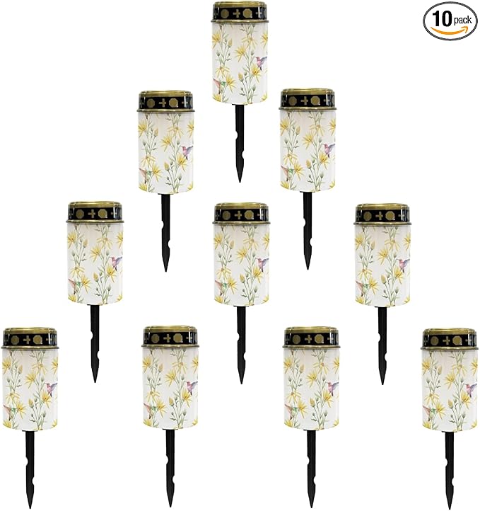 Hummingbirds Floral Outdoor Solar Lights Solar Stake Lights Waterproof Pretty Solar Walkway Lights Yard Pathway Light Yellow Solar Lantern,Wall Light Auto On/Off