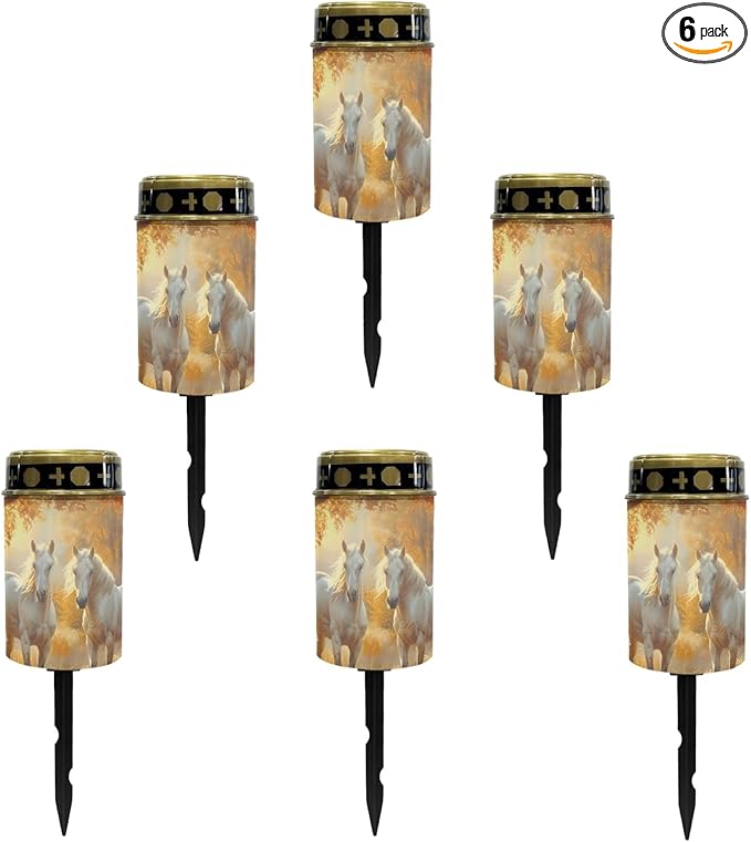 Horse Solar Garden Lights Waterproof Solar Pathway Lights Outdoor Solar Lantern Stake Lights Autumn Leaves Outdoor Decorative for Yard Patio Spotlight Driveway