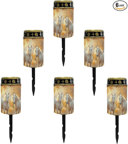 Horse Solar Garden Lights Waterproof Solar Pathway Lights Outdoor Solar Lantern Stake Lights Autumn Leaves Outdoor Decorative for Yard Patio Spotlight Driveway