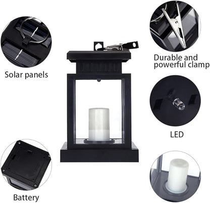 Hanging Solar Lantern Lights Outdoor Decorative Night Light for Patio Landscape Yard Waterproof, White Candle with Warm Light Flicker, Auto Sensor On Off, Lantern Candle Lights (2 Pack)